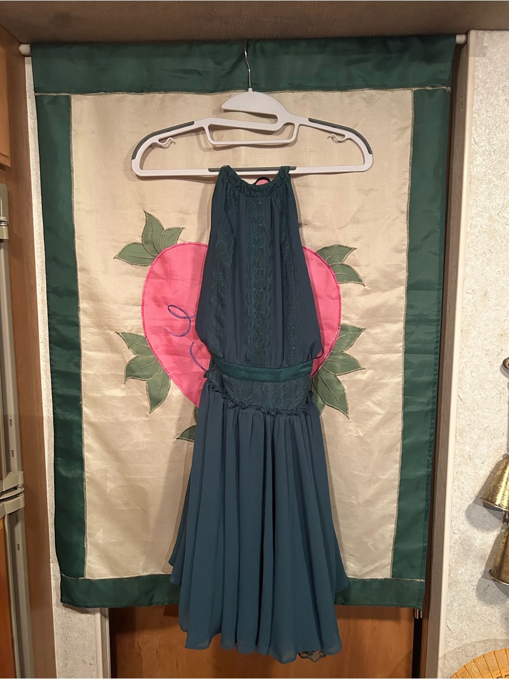 Sleeveless Teal Halter Neck Dress